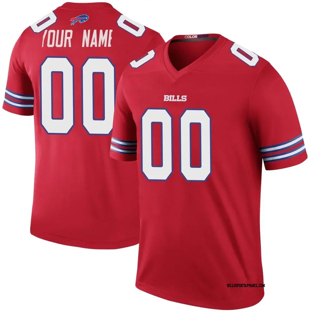 Legend Red Men's Custom Buffalo Bills Color Rush Jersey