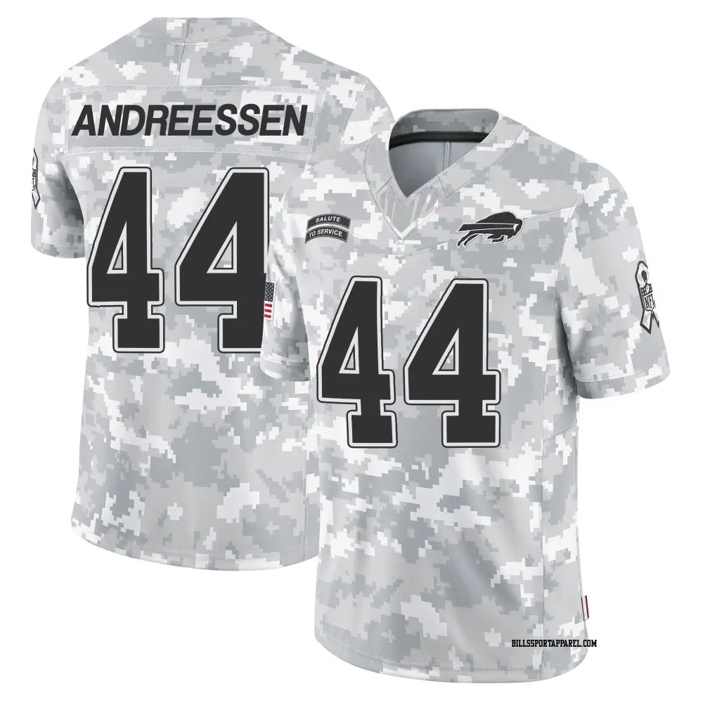 Limited Arctic Camo Men's Joe Andreessen Buffalo Bills 2024 Salute to Service Jersey