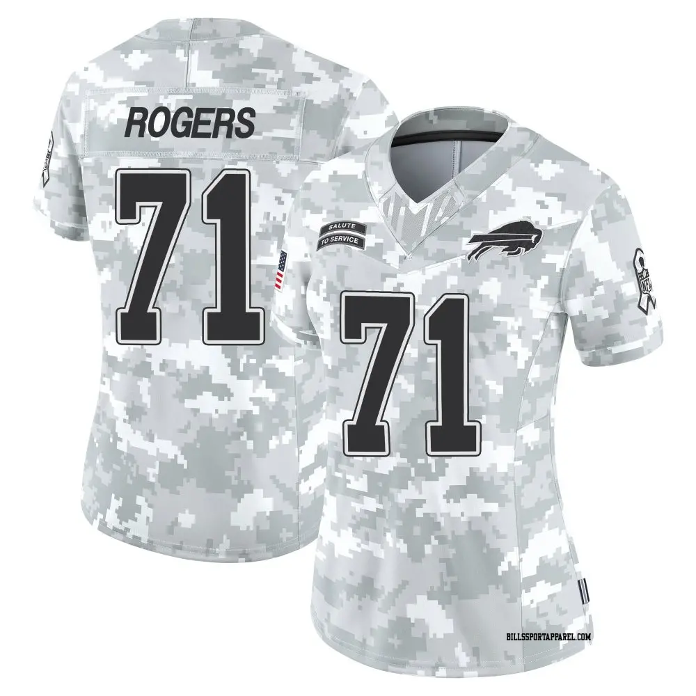 Limited Arctic Camo Women's Casey Rogers Buffalo Bills 2024 Salute to Service Jersey