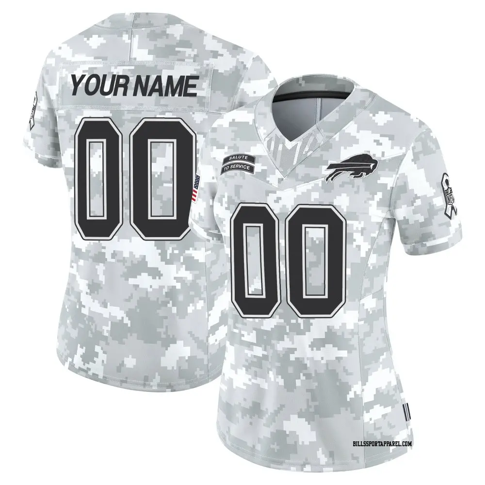 Limited Arctic Camo Women's Custom Buffalo Bills 2024 Salute to Service Jersey