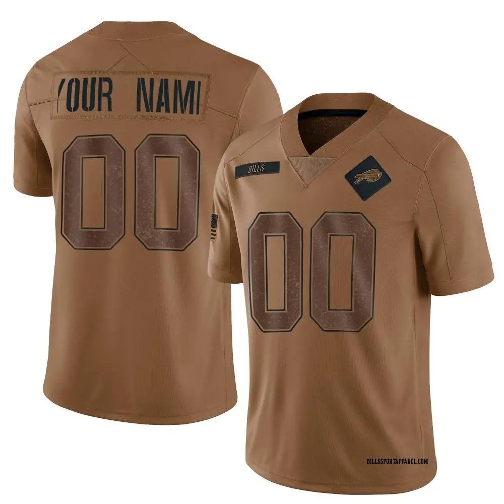 Limited Brown Men's Custom Buffalo Bills 2023 Salute To Service Jersey