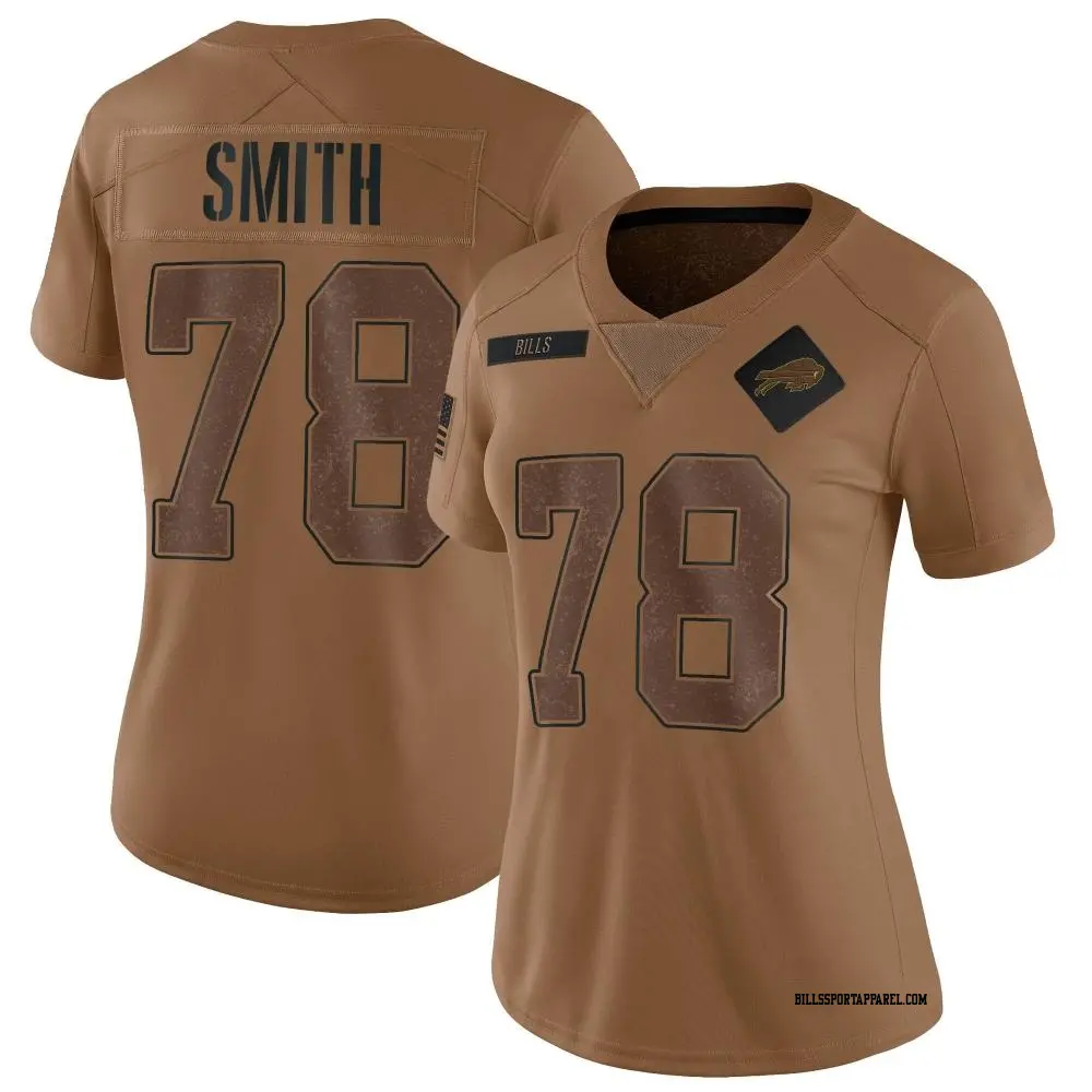 Limited Brown Women's Bruce Smith Buffalo Bills 2023 Salute To Service Jersey
