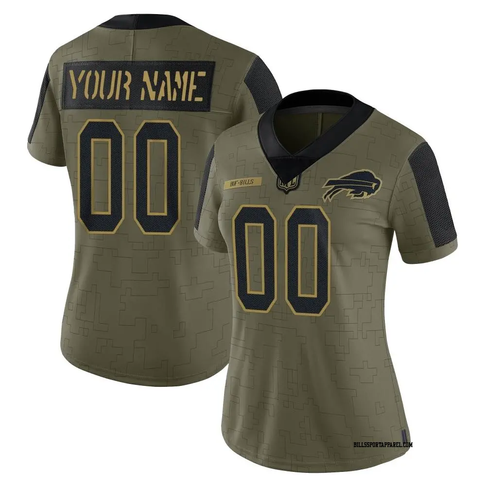 Limited Olive Women's Custom Buffalo Bills 2021 Salute To Service Jersey